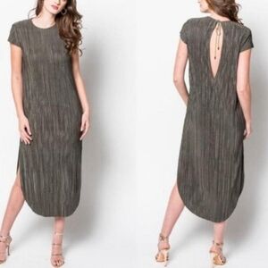 Sabina Musayev Ribbed Open Back Maxi Dress In Olive Green Women's XS